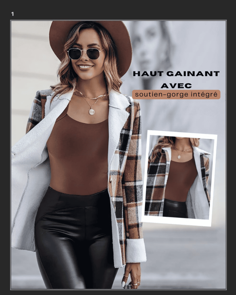 Débardeur Gainant Avec Soutien-Gorge Intégré et Encolure en U